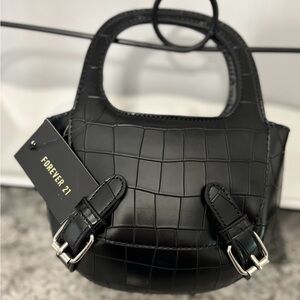 Forever 21 Black Mini Croc Bag/Crossbody
